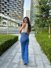 Load image into Gallery viewer, Olivia Blue Ripped Wide Leg Denim Jeans