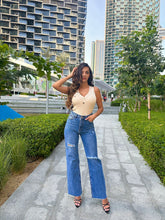 Load image into Gallery viewer, Olivia Blue Ripped Wide Leg Denim Jeans