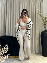 Load image into Gallery viewer, Maya Striped Knitted Cardigan - Stone
