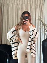 Load image into Gallery viewer, Maya Striped Knitted Cardigan - Stone
